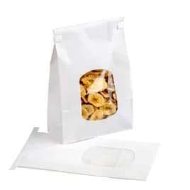 Cookie Candy Bag 6X2.75X9.5 IN Paper White Plain With Tin Ties Closure With Window 500/Case