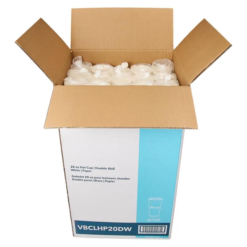 Victoria Bay Hot Cup 20 OZ Double Wall Poly-Coated Paper White Freezer Safe 25 Count/Pack 20 Packs/Case 500 Count/Case