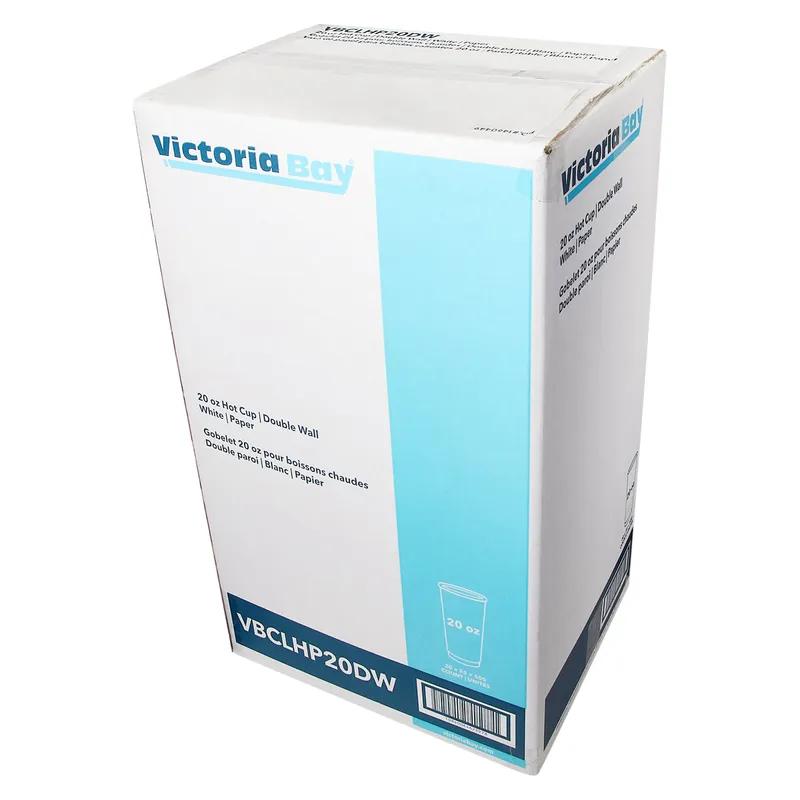 Victoria Bay Hot Cup 20 OZ Double Wall Poly-Coated Paper White Freezer Safe 25 Count/Pack 20 Packs/Case 500 Count/Case