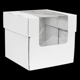 Cake Box & Insert Combo 12X12X12 IN Corrugated Paperboard White Waterfall 2-Piece With Window 10/Case