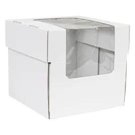 Cake Box 12X12X12 IN Corrugated Paperboard White Square 2-Tier With Window 10/Case