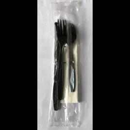Victoria Bay 6PC Cutlery Kit PS Black Heavyweight With Napkin,Fork,Knife,Teaspoon,Salt & Pepper 250/Case