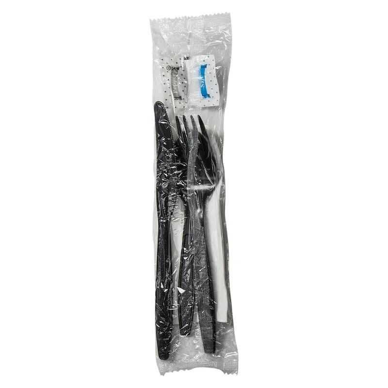 Victoria Bay 6PC Cutlery Kit PS Black Heavyweight With Napkin,Fork,Knife,Teaspoon,Salt & Pepper 250/Case