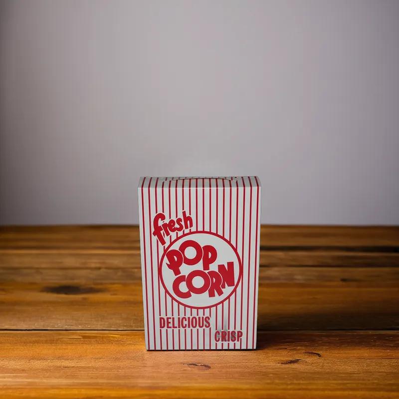 Victoria Bay Popcorn Take-Out Box Fold-Top 6.5X2.563X9.675 IN Paperboard Red White 250/Case