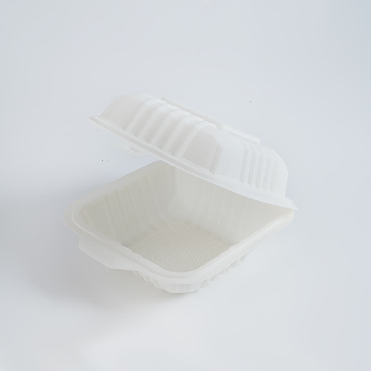 Victoria Bay Take-Out Container Hinged 6X6 IN Cornstarch White Retail 100 Count/Pack 5 Packs/Case 500 Count/Case