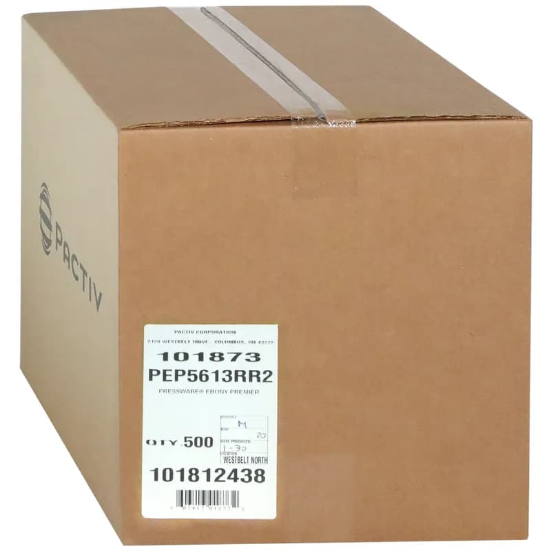 Pressware® Ebony Premier Take-Out Container Base 5X6X1.375 IN Paperboard Black Oblong Microwave Safe 500/Case