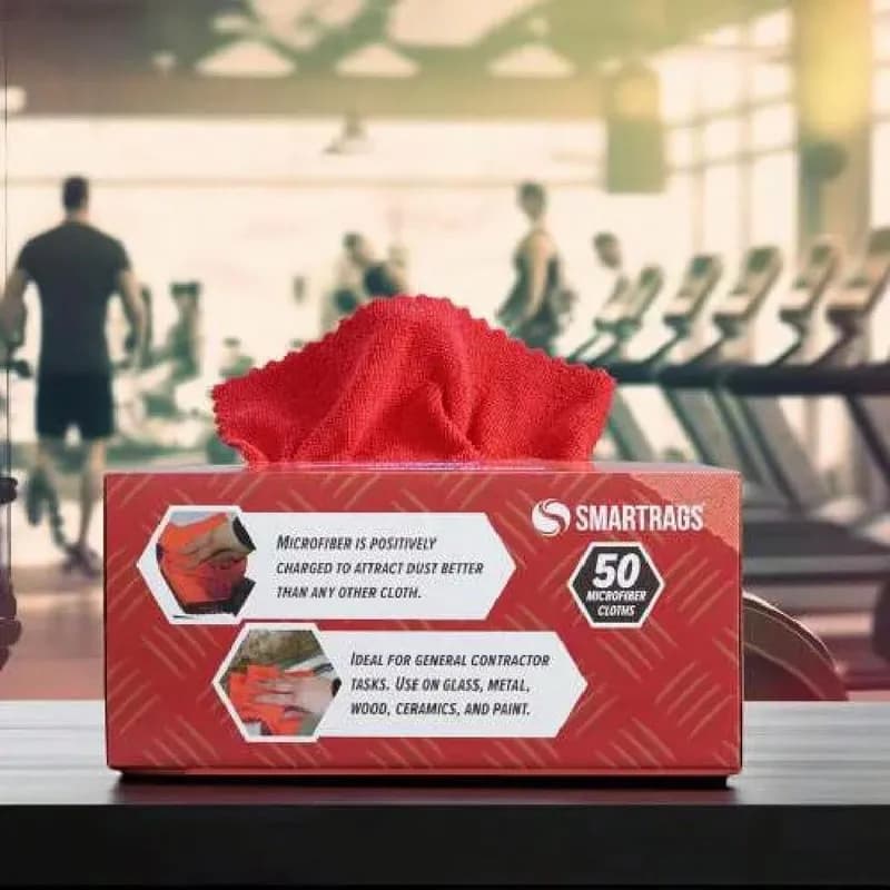 HOSPECO® Smart Rags 12X12 IN Microfiber Red Square 18 Gram Seamless Lint-Free Economy 50 Count/Box 8 Box/Case