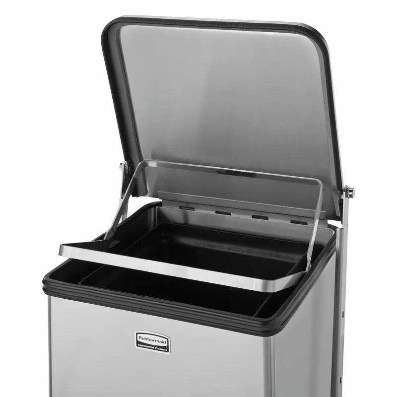 Defenders® Biohazard 1-Stream Trash Can 20.38X20.38X32.63 IN 13 GAL Stainless Metal With Hinged Lid 1/Each