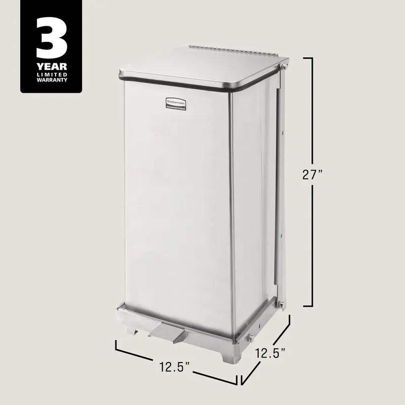 Defenders® Biohazard 1-Stream Trash Can 20.38X20.38X32.63 IN 13 GAL Stainless Metal With Hinged Lid 1/Each