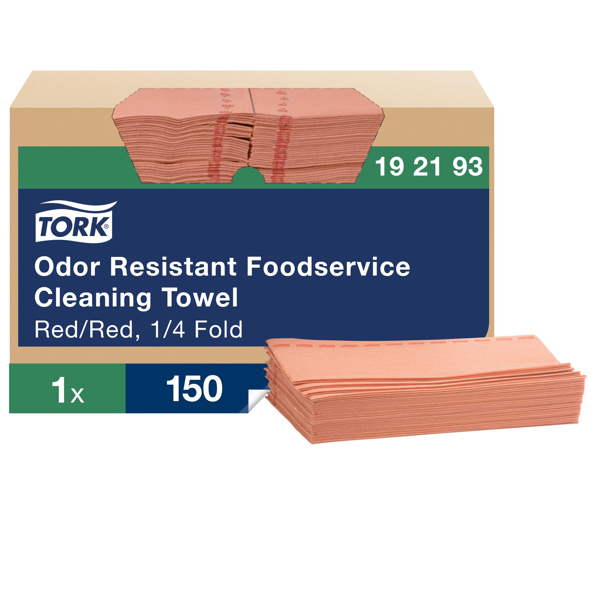 Tork Foodservice Cleaning Wipe 13X24 IN 12X6.5 IN Red 1/4 Fold Refill Odor Resistant 150 Count/Pack