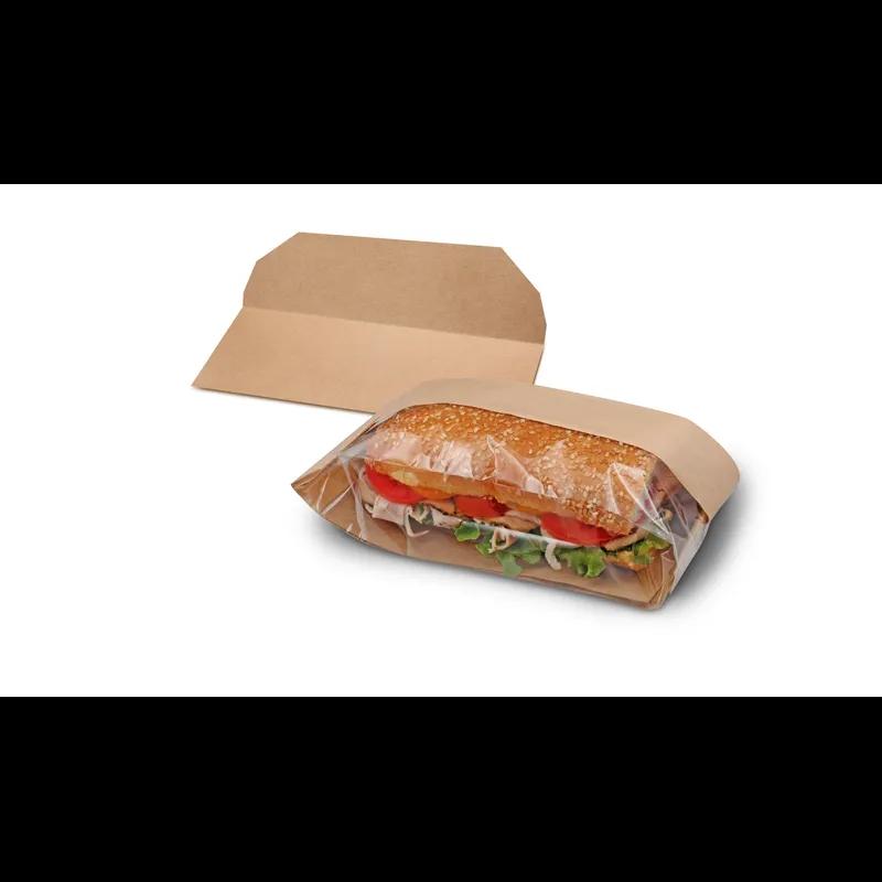 Bagcraft® Dubl View ToGo!® Hoagie & Sub Bag 5.75X2.75X10.5 IN Wax Coated Paper PET Kraft With Tray With Window 250/Case