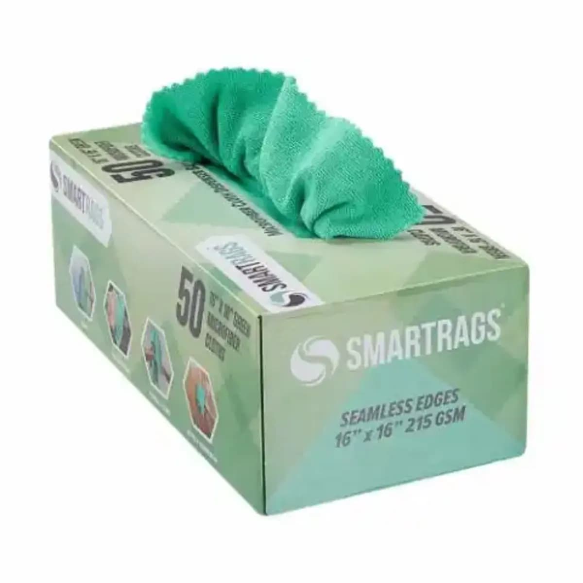 SmartRags® Cleaning Cloth 16X16 IN Microfiber Green Square Pop-Up Box 400/Case