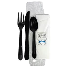 Victoria Bay 6PC Cutlery Kit PP Black Heavyweight With Napkin,Fork,Spoon,Knife,Salt & Pepper 250/Case