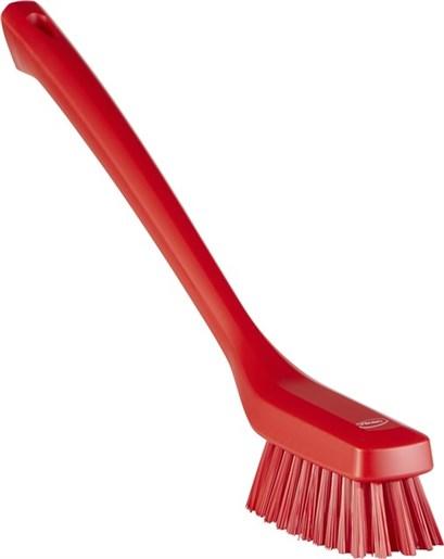 Vikan® Cleaning Brush 16.5X1.8X4.3 IN PP Polyester Stainless Steel Red Long Handle Narrow 1/Each