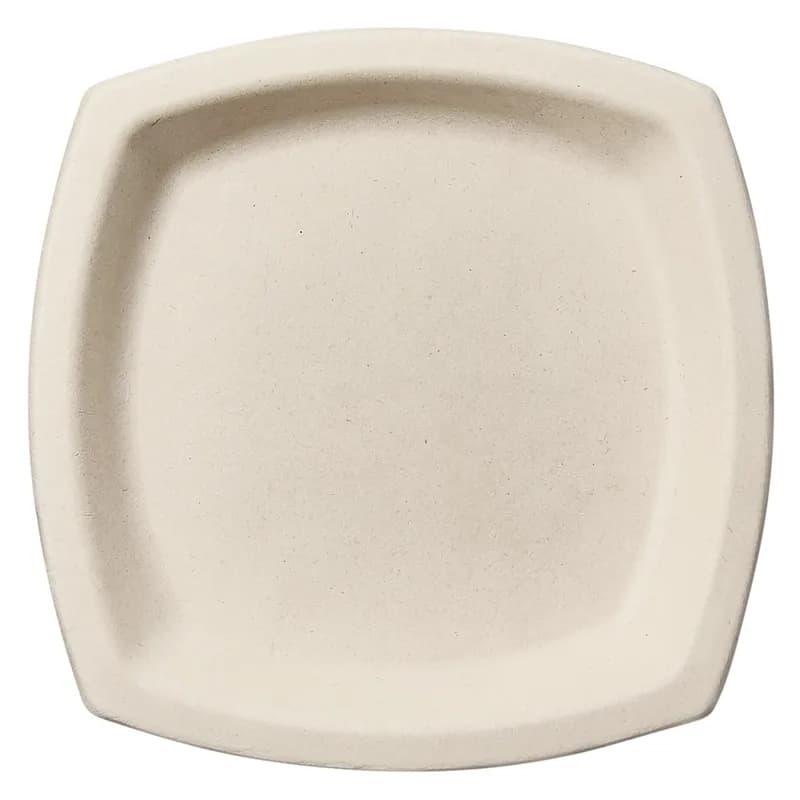 Dart® Plate 6.7X6.7X0.627 IN Fiber Blend Natural Square Microwave Safe 125 Count/Pack 8 Packs/Case 1000 Count/Case