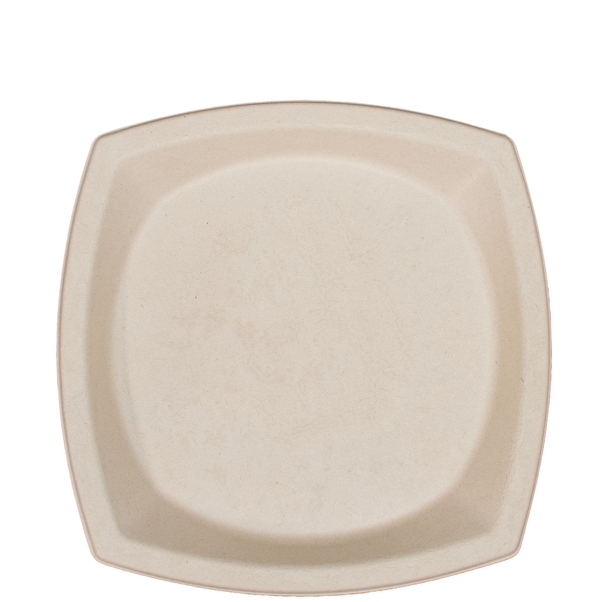 Dart® Plate 10X10X0.777 IN Fiber Blend Natural Square Microwave Safe 125 Count/Pack 4 Packs/Case 500 Count/Case