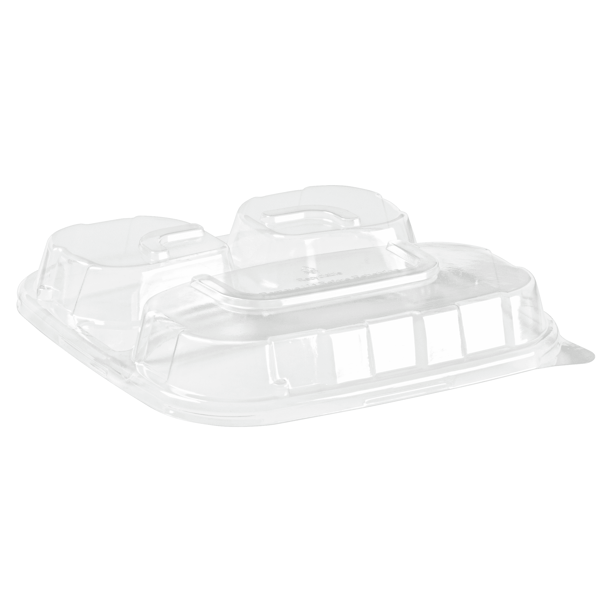 Lid Dome PET Clear Heavyweight For Grab & Go 3-Compartement Tray Stackable 200/Case