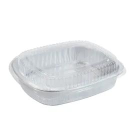 Gourmet-To-Go® Take-Out Container Base & Lid Combo With Plastic Dome Lid Medium (MED) 52 OZ Aluminum Silver 50/Case