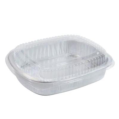 Gourmet-To-Go® Take-Out Container Base & Lid Combo With Plastic Dome Lid Medium (MED) 52 OZ Aluminum Silver 50/Case