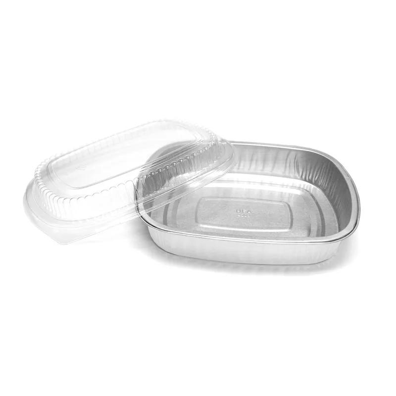Gourmet-To-Go® Take-Out Container Base & Lid Combo With Plastic Dome Lid Medium (MED) 52 OZ Aluminum Silver 50/Case