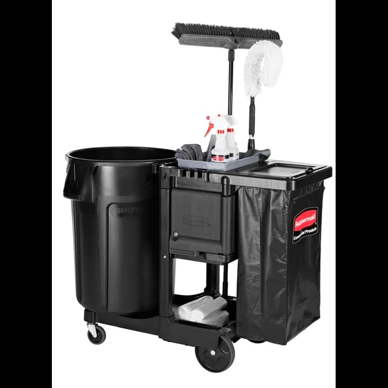 Executive Series™ Janitorial Cleaning Cart 46.00X21.75X38.38 IN Black Gray Plastic 4 IN Casters Traditional 1/Case