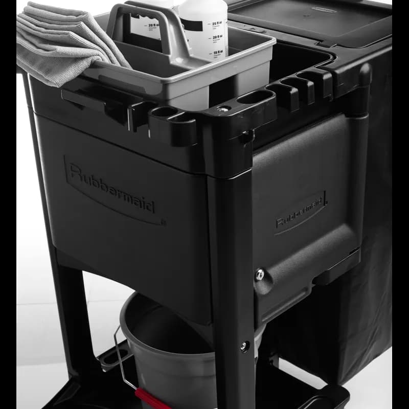 Executive Series™ Janitorial Cleaning Cart 46.00X21.75X38.38 IN Black Gray Plastic 4 IN Casters Traditional 1/Case