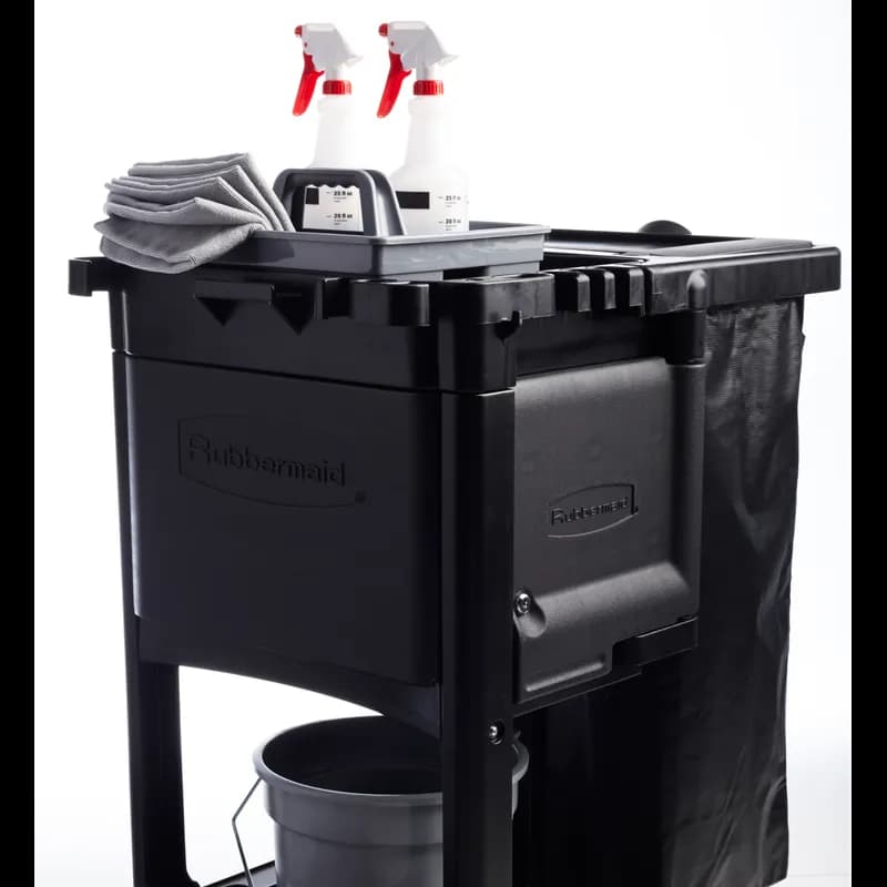 Executive Series™ Janitorial Cleaning Cart 46.00X21.75X38.38 IN Black Gray Plastic 4 IN Casters Traditional 1/Case