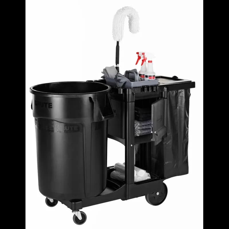 Executive Series™ Janitorial Cleaning Cart 46.00X21.75X38.38 IN Black Gray Plastic 4 IN Casters Traditional 1/Case