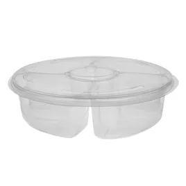 Deli Container Base & Lid Combo With Flat Lid 10.25X1.5 IN 4 Compartment PET Clear Round With Sauce Compartment 72/Case
