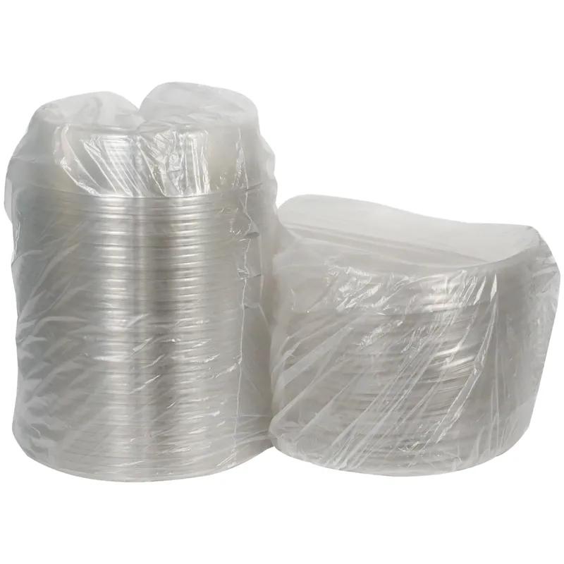 Deli Container Base & Lid Combo With Flat Lid 10.25X1.5 IN 4 Compartment PET Clear Round With Sauce Compartment 72/Case