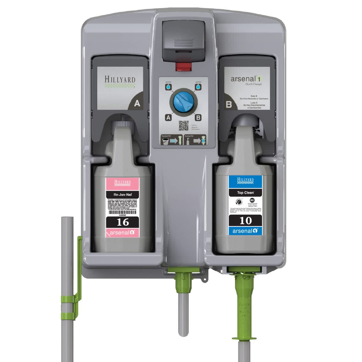 Arsenal® One QC - Quick Change Dispenser - E Gap Chemical Dispensing System Plastic Wall Mount 2-Product System 1/Each