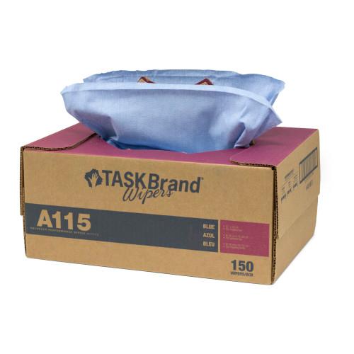 TaskBrand® Sontara A115 Wiper Heavy Duty Spunlace Blue Interfold Low Lint 150 Count/Box
