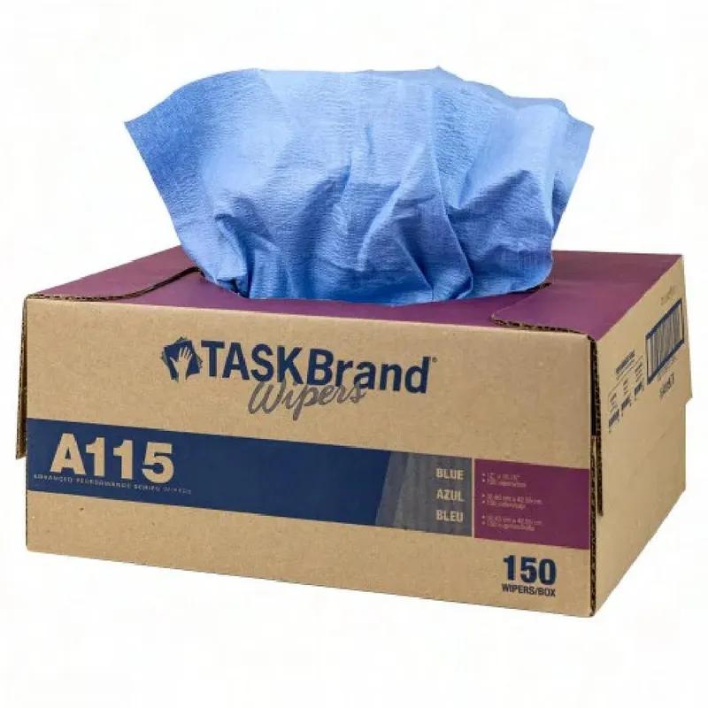 TaskBrand® Sontara A115 Wiper Heavy Duty Spunlace Blue Interfold Low Lint 150 Count/Box
