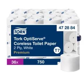 Tork Toilet Paper & Tissue Roll T7 4X3.66 IN 250 FT White Embossed Coreless Refill 750 Sheets/Roll 36 Rolls/Case