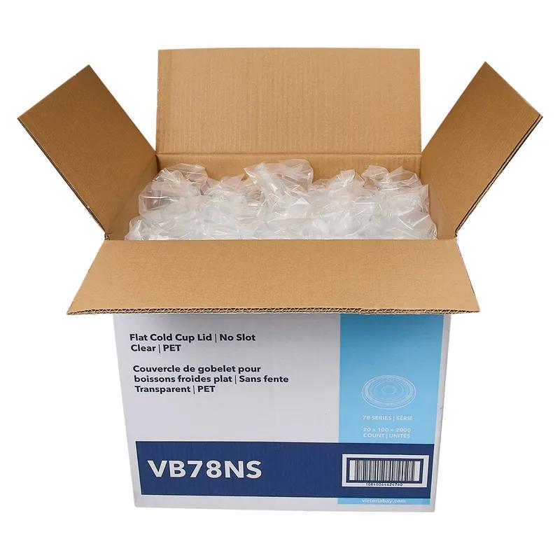 Victoria Bay Lid Flat 78MM PET Clear For Cold Cup No Slot 2000/Case