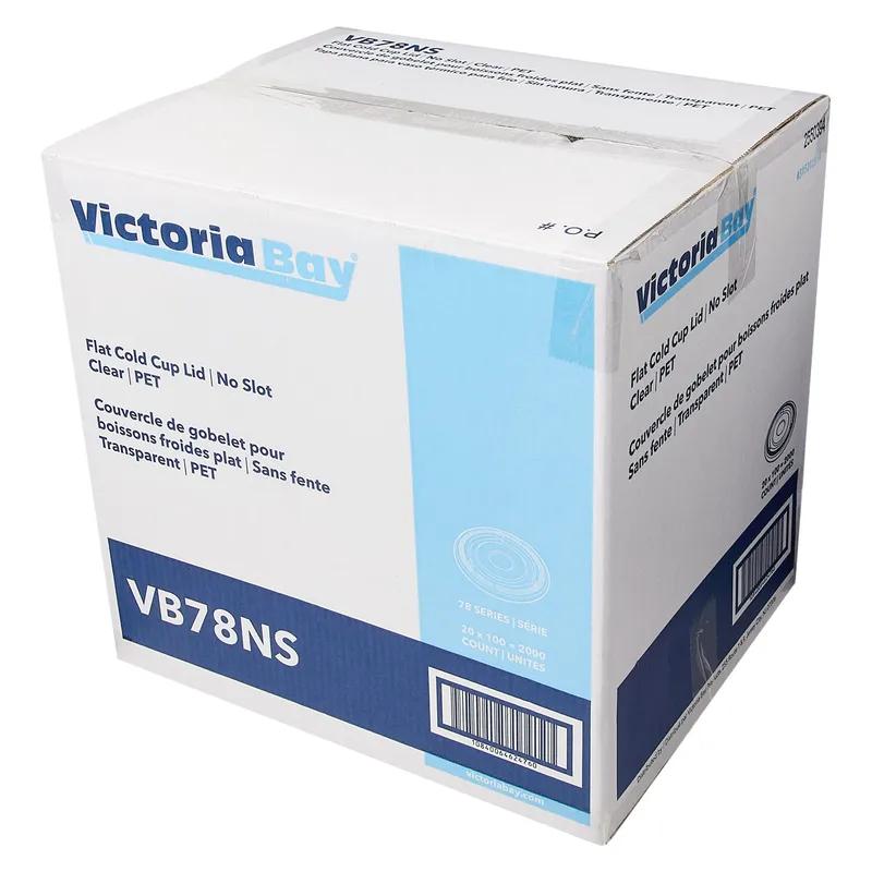 Victoria Bay Lid Flat 78MM PET Clear For Cold Cup No Slot 2000/Case