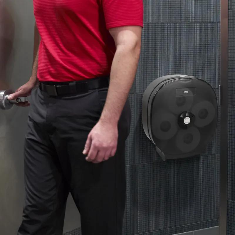 Tork T34 Toilet Paper Dispenser 6X15X13.17 IN Plastic Wall Mount Black 4-Roll High Capacity 1/Each