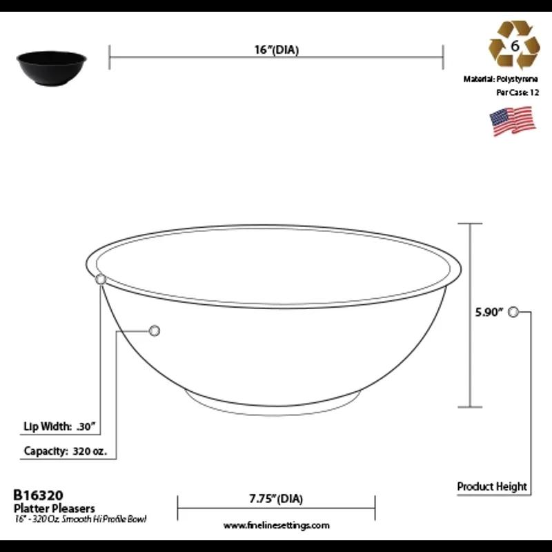 Serving Bowl 320-384 OZ Plastic Clear 12/Case