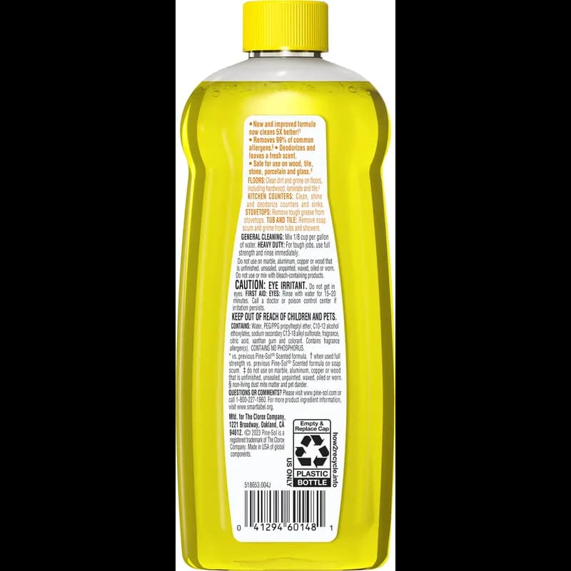 Pine-Sol® Lemon All Purpose Cleaner Deodorizer 14 OZ Screw Cap 12/Case