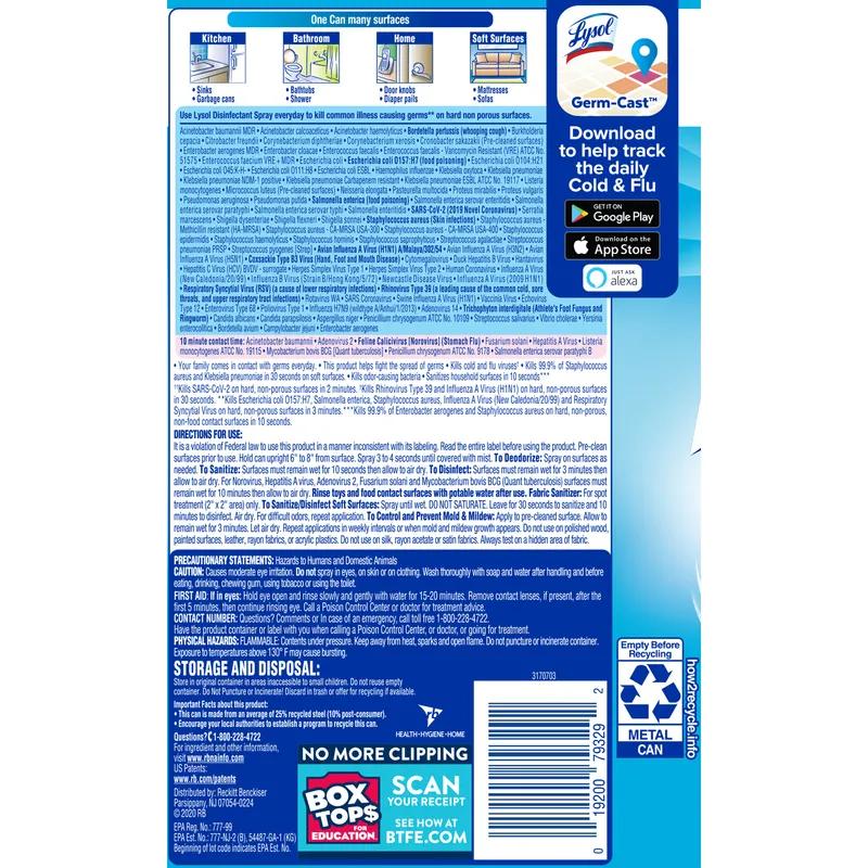 Lysol® Crisp Linen Disinfectant 19 OZ Spray 12/Case