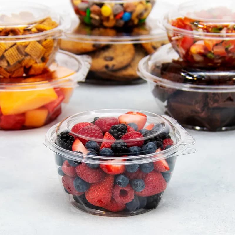 Dart® Safeseal™ Bowl & Lid Combo With Dome Lid 16 OZ PET Clear Round 60 Count/Pack 4 Packs/Case 240 Count/Case