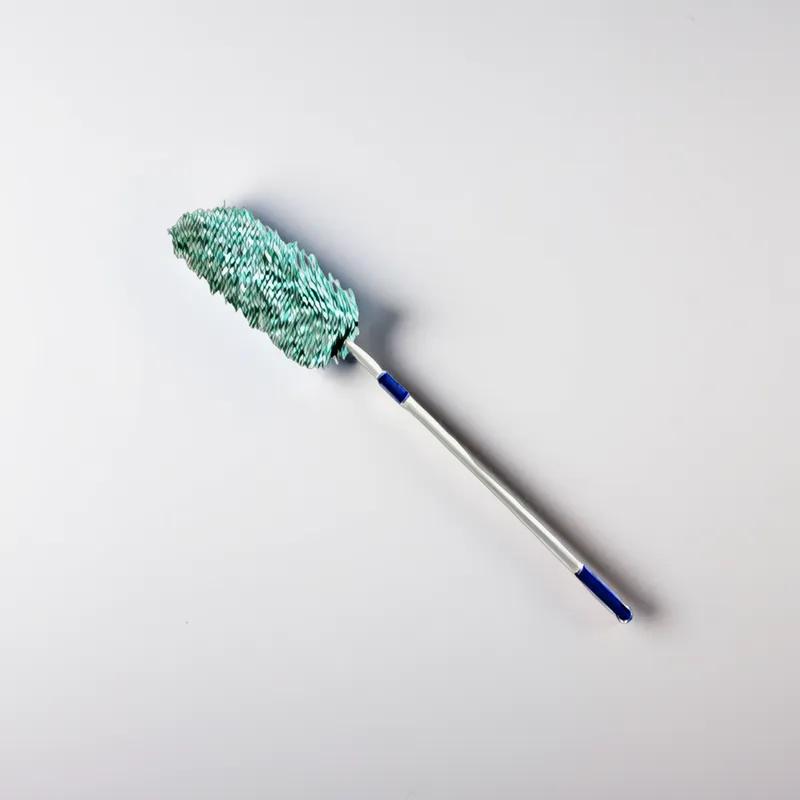 Duster Microfiber Green White Reusable Launderable 34-51 In Extension Handle Wave Material 1/Each