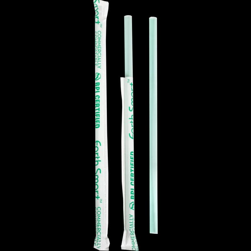Earth Smart Giant Straw 0.275X8.5 IN Cellulose Acetate Emerald Wrapped 1200/Case