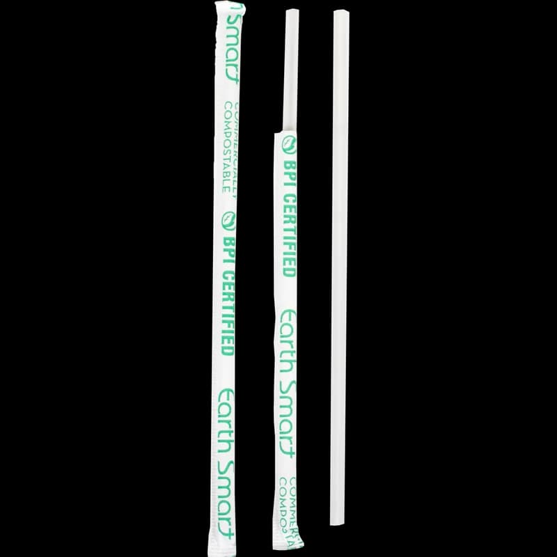 Earth Smart Jumbo Straw 0.209X7.75 IN Cellulose Acetate Clear Wrapped 5000/Case