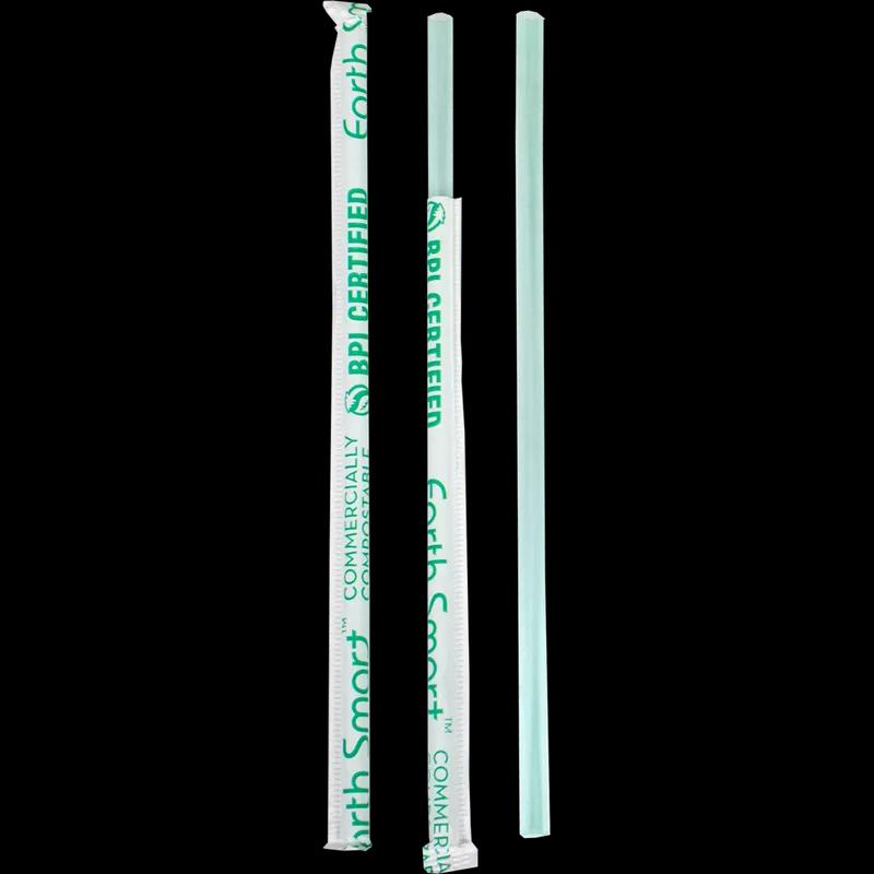 Earth Smart Jumbo Straw 0.209X7.75 IN Cellulose Acetate Emerald Wrapped 5000/Case