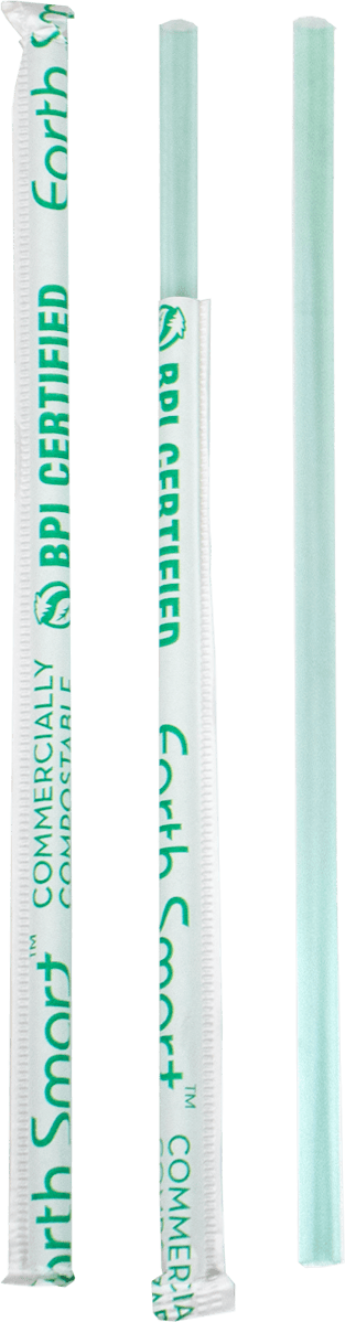 Earth Smart Jumbo Straw 0.209X7.75 IN Cellulose Acetate Emerald Wrapped 5000/Case