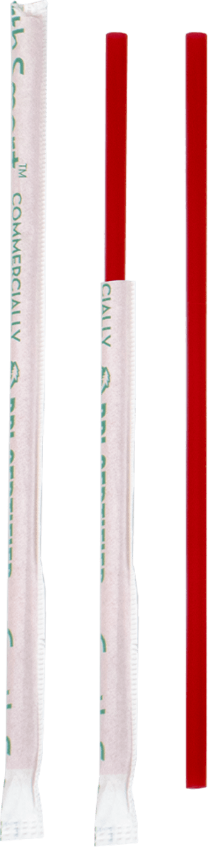 Earth Smart Jumbo Straw 0.209X7.75 IN Cellulose Acetate Ruby Wrapped 5000/Case