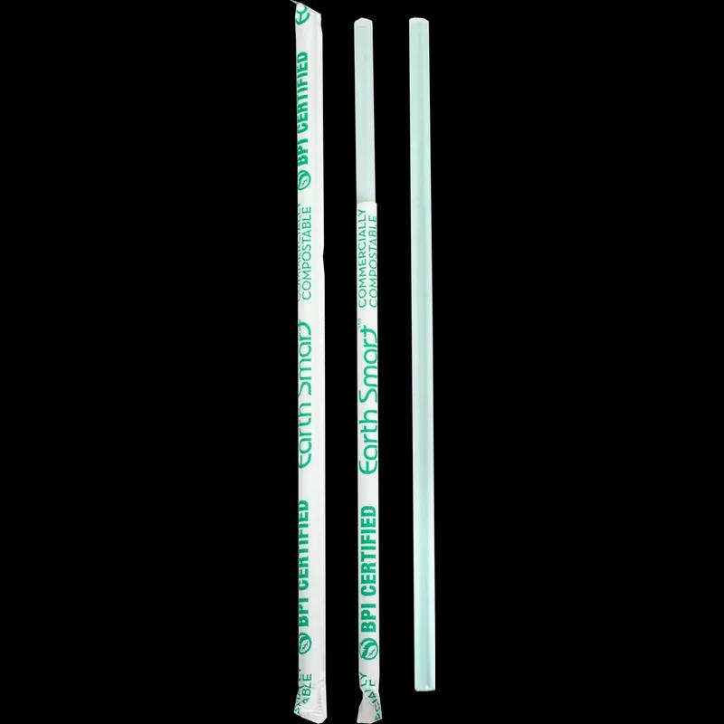 Earth Smart Giant Straw 0.275X10.25 IN Cellulose Acetate Emerald Wrapped 1200/Case