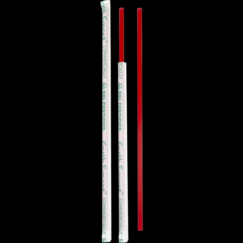 Earth Smart Jumbo Straw 0.209X10.25 IN Cellulose Acetate Ruby Wrapped 2000/Case