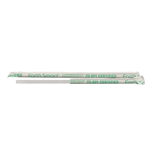 Earth Smart Giant Straw 0.275X8.5 IN Cellulose Acetate Clear Wrapped 1200/Case